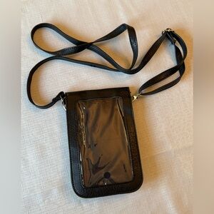Black Crossbody Phone Holder with Clear Front Pocket